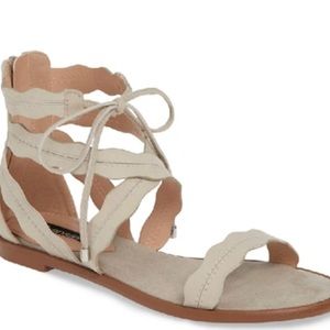Kensie criss cross lace up sandal with zipper for easy on and off